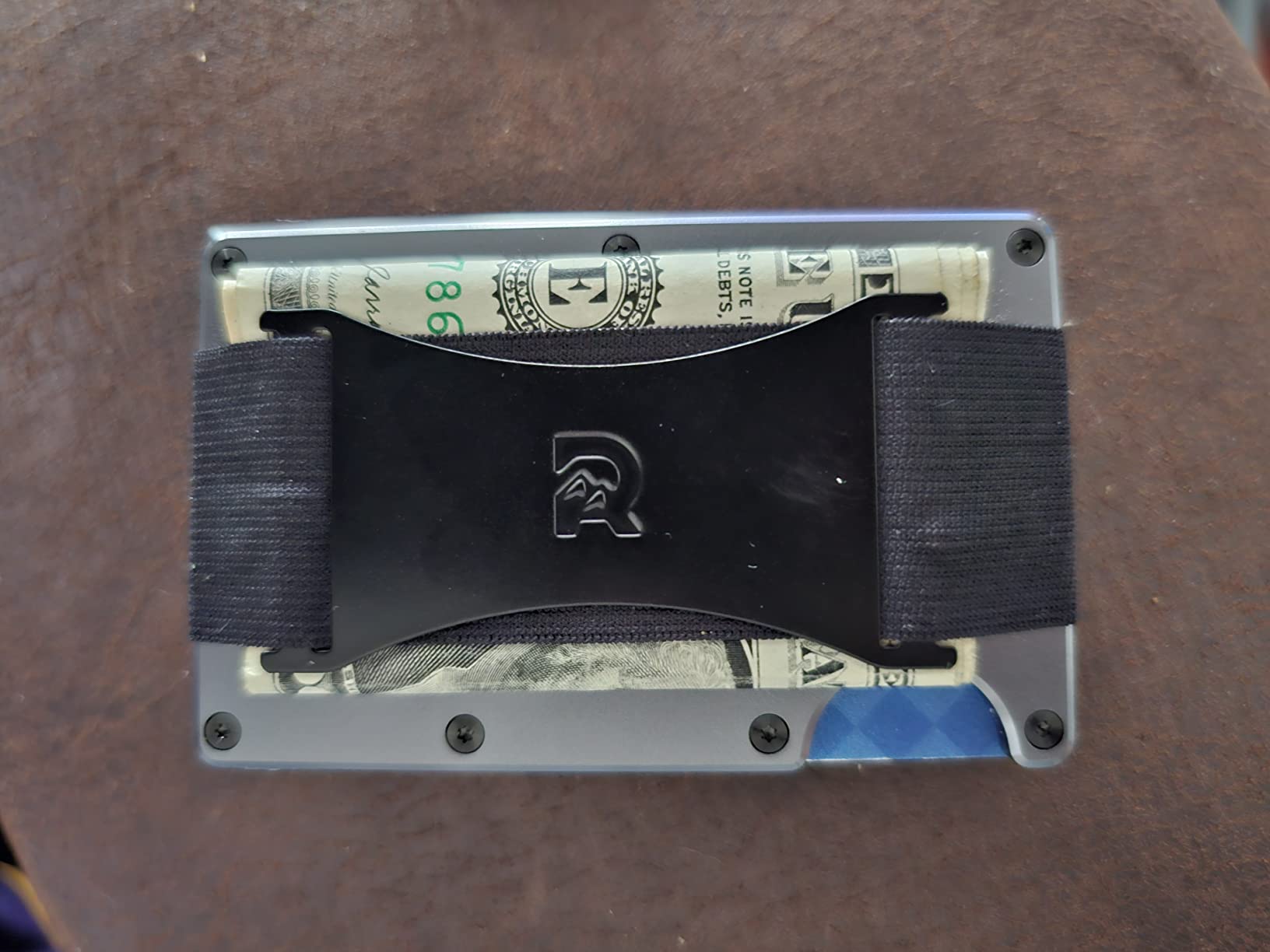 Ridge Wallet for Men - Slim Minimalist Compact Wallet and Card Holder, RFID Protected Front Pocket Wallets for Men with Integrated Cash Strap (Gunmetal) customer photo 2