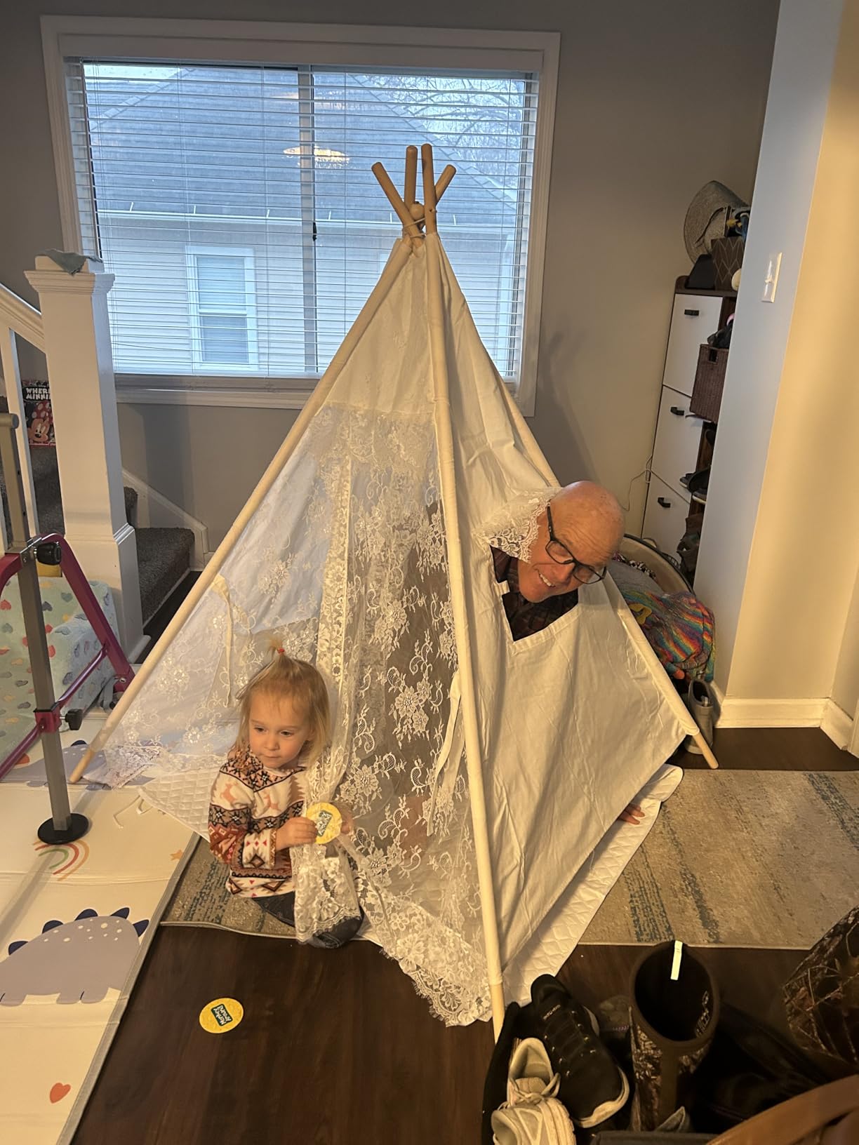 Little Dove Teepee Tent for Kids with Star Lights, Mat & Campfire Toy customer photo 2