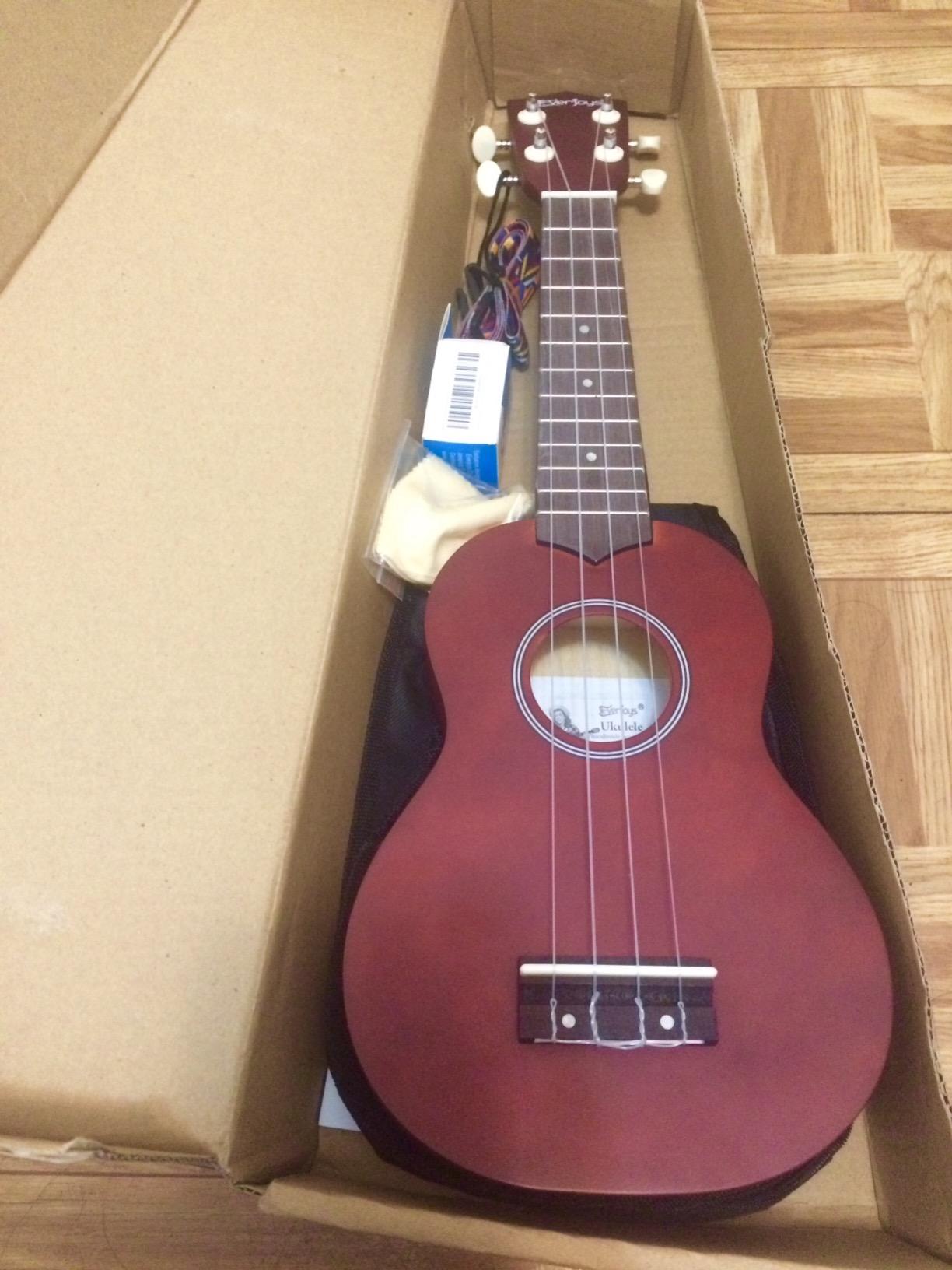 Everjoys Soprano Ukulele Beginner Kit 21 Inch w/Free Online Lesson Gig Bag Tuner Picks Strap, Fast to Learn (Honey) customer photo 1