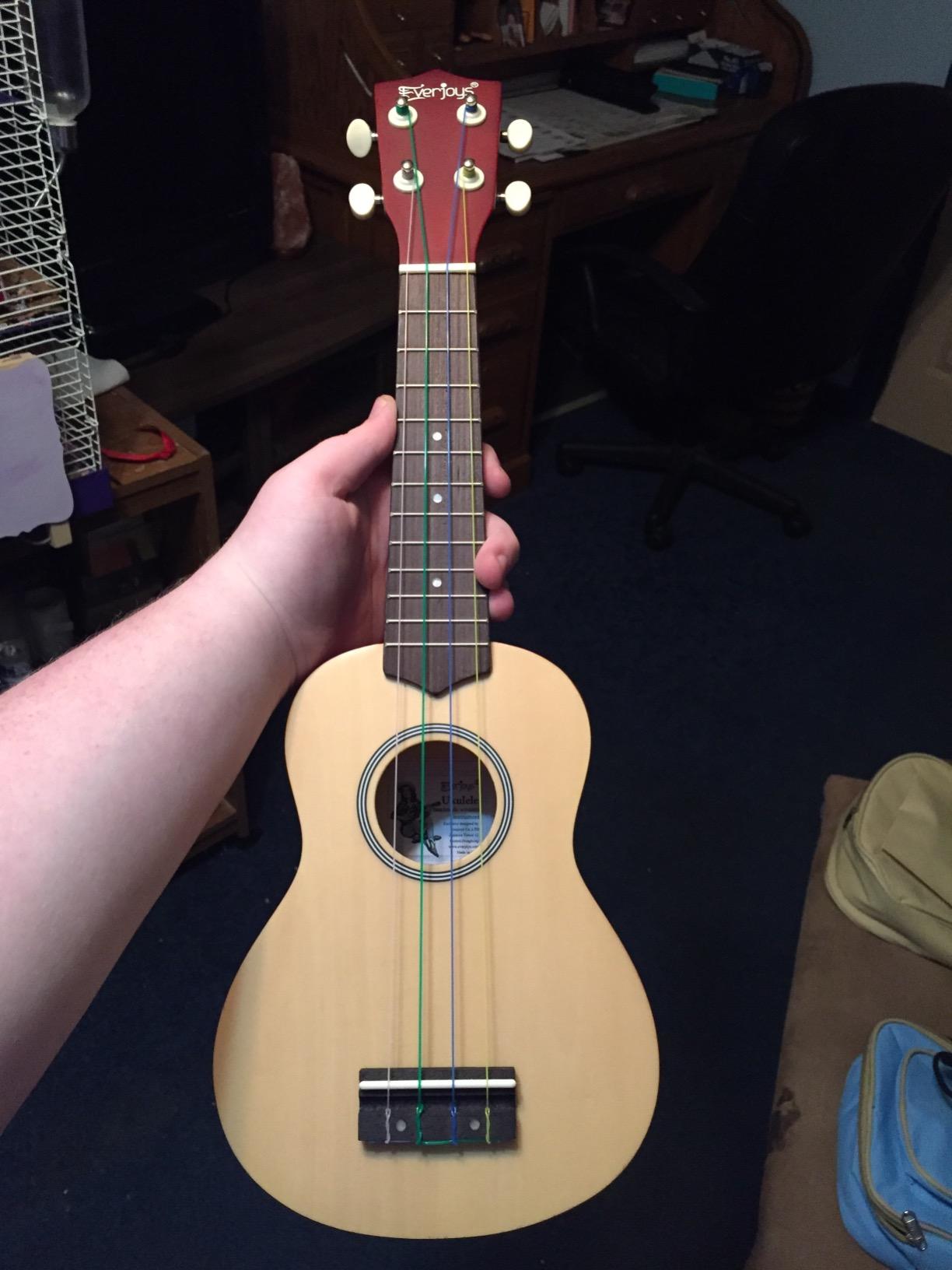 Everjoys Soprano Ukulele Beginner Kit 21 Inch w/Free Online Lesson Gig Bag Tuner Picks Strap, Fast to Learn (Honey) customer photo 2