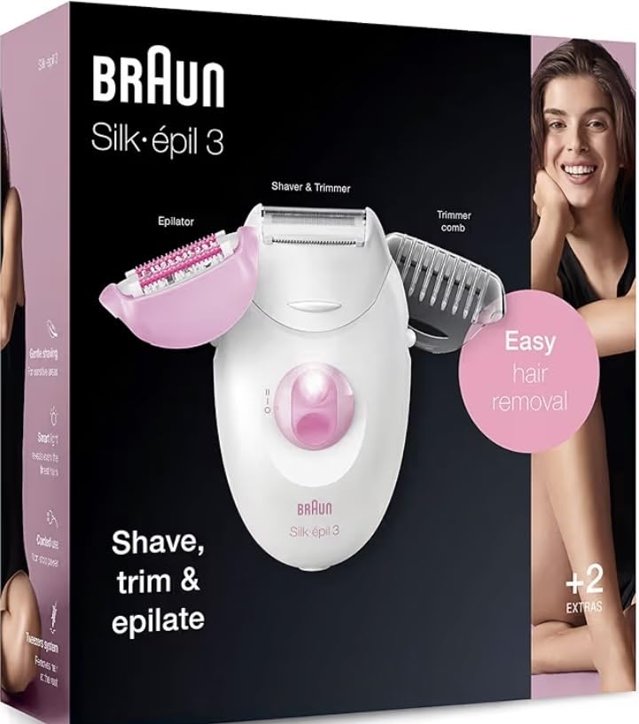 Braun Silk-épil 3 3-270, Epilator for Women for Long-Lasting Hair Removal, 20 Tweezer System, Smartlight Technology, Massage Rollers, Shaver and Trimmer Head Included customer photo 2
