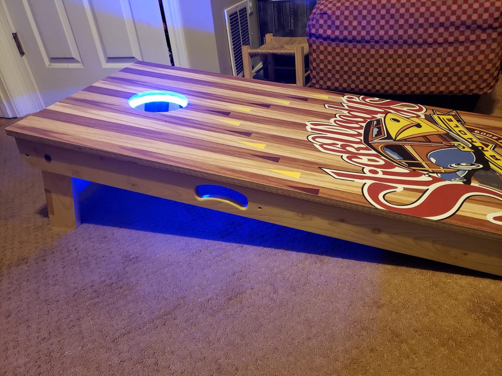 Professional-Grade Cornhole Boards - 4'x2' Solid Wood Regulation Woodgrain Flag Corn Hole Toss Game with 8 Resin Filled Bags customer photo 2