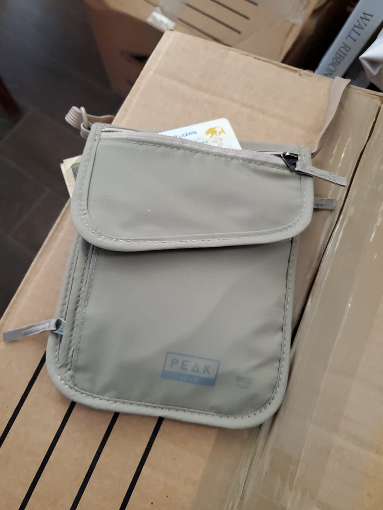 Peak Gear RFID Neck Wallet - The Original Travel Pouch with Adjustable Crossbody Strap + Theft Protection and Lost & Found Service | Beige customer photo 1