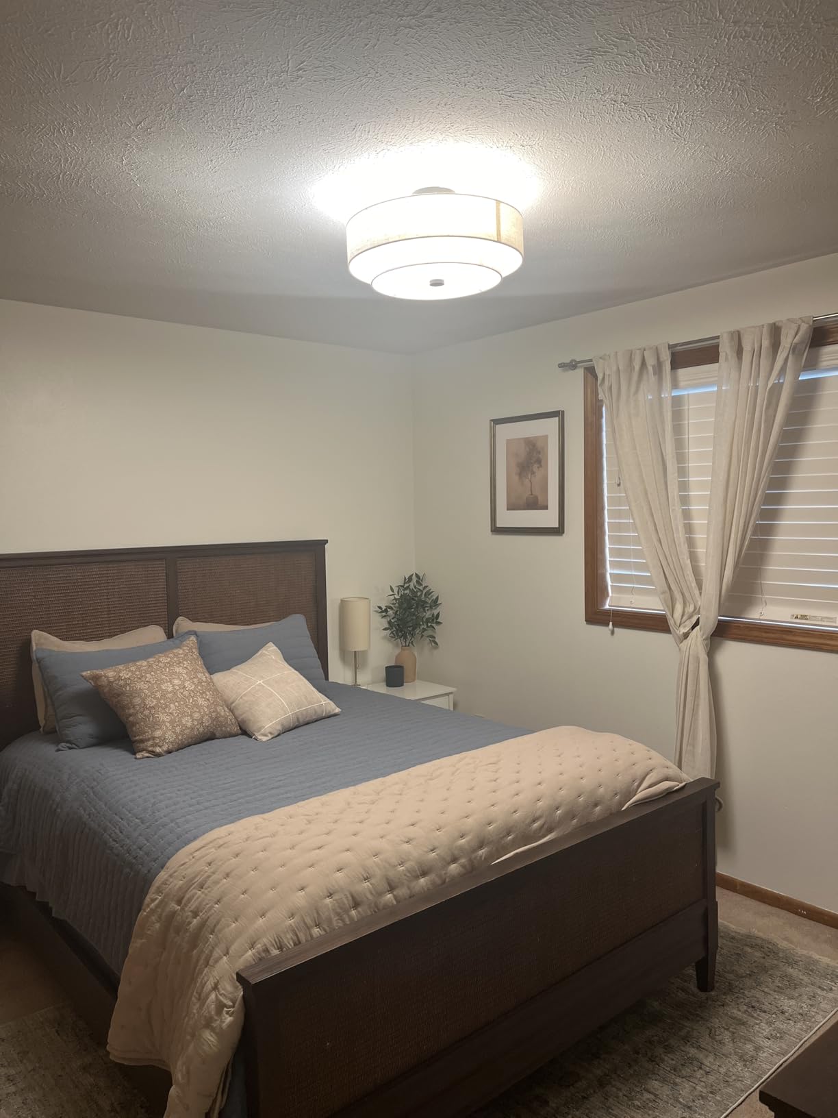 Livex Lighting 51085-92 4-Light Semi Flush Ceiling Light, English Bronze | Oatmeal Color Fabric Hardback Drum Shade and Satin White Diffuser customer photo 2