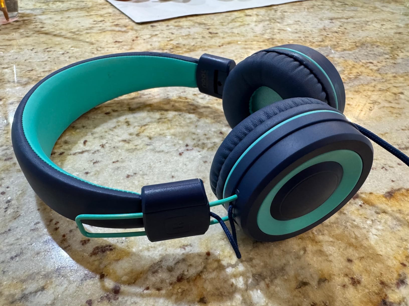 noot products K11 Kids Headphones with Wired Cord 3.5mm Jack Navy/Teal | 5ft Long Cord, Tangle Free, Foldable, Plug in On-Ear Headset for School, Classroom, Boys, Girls, Toddler Laptop Travel Tablet customer photo 2