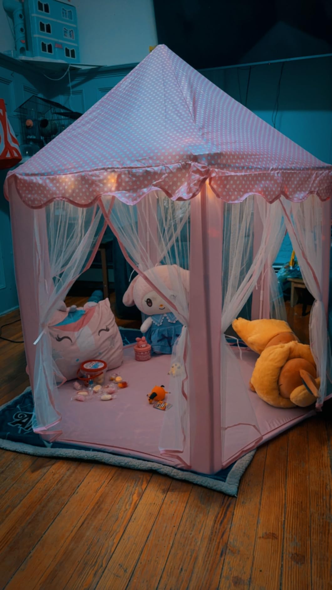 wilwolfer Princess Castle Play Tent for Girls Large Kids Play Tents Hexagon Playhouse with Star Lights Toys for Children Indoor Games (Pink) customer photo 2