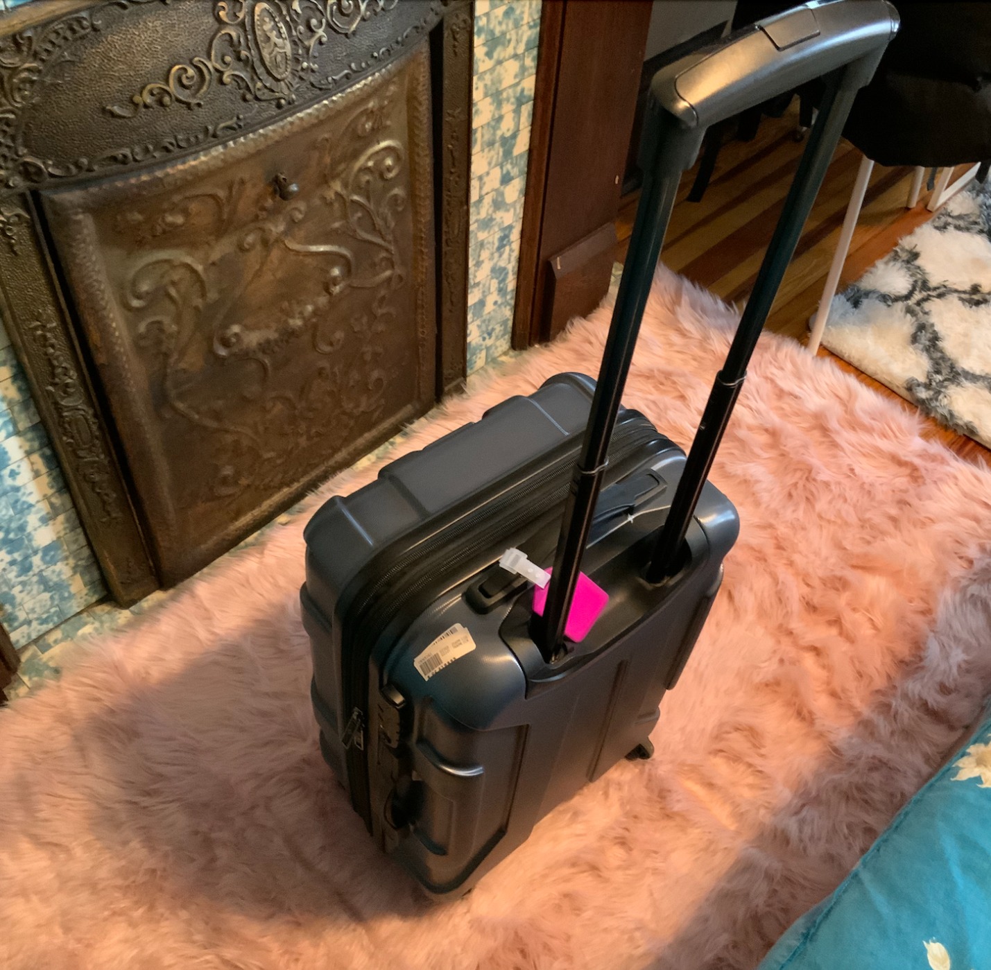 Samsonite Centric Hardside Expandable Luggage with Spinner Wheels, Teal, Checked-Large 28-Inch customer photo 1