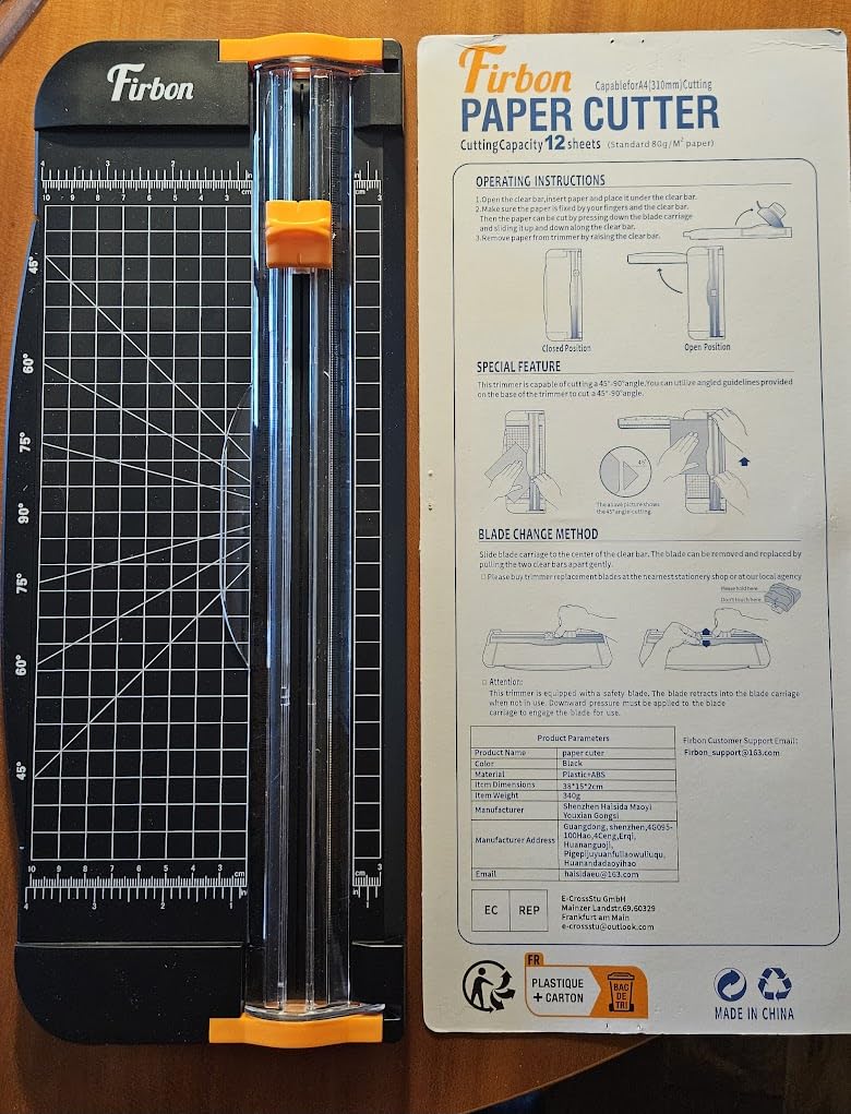 Firbon A4 Paper Cutter, 12 Inch Paper Trimmer with Extened Ruler, Black customer photo 2