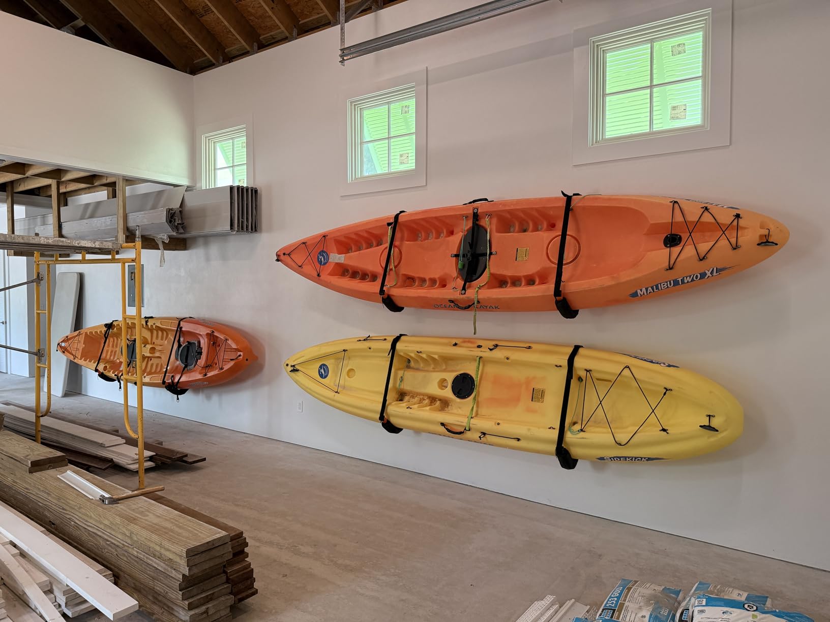 Kayak Storage Hooks - Set of 2 Wall Mount Garage Hangers - 125lbs Capacity Rack for Paddleboards, Surfboards, or Snowboards by Rad Sportz (Orange) customer photo 2
