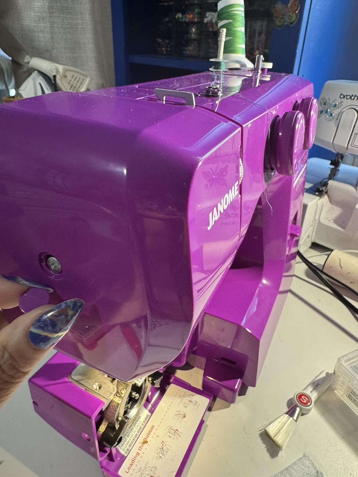 Janome Arctic Crystal Easy-to-Use Sewing Machine with Interior Metal Frame, Bobbin Diagram, Tutorial Videos, Made with Beginners in Mind for Garments, Patchwork, Light Quilting customer photo 1
