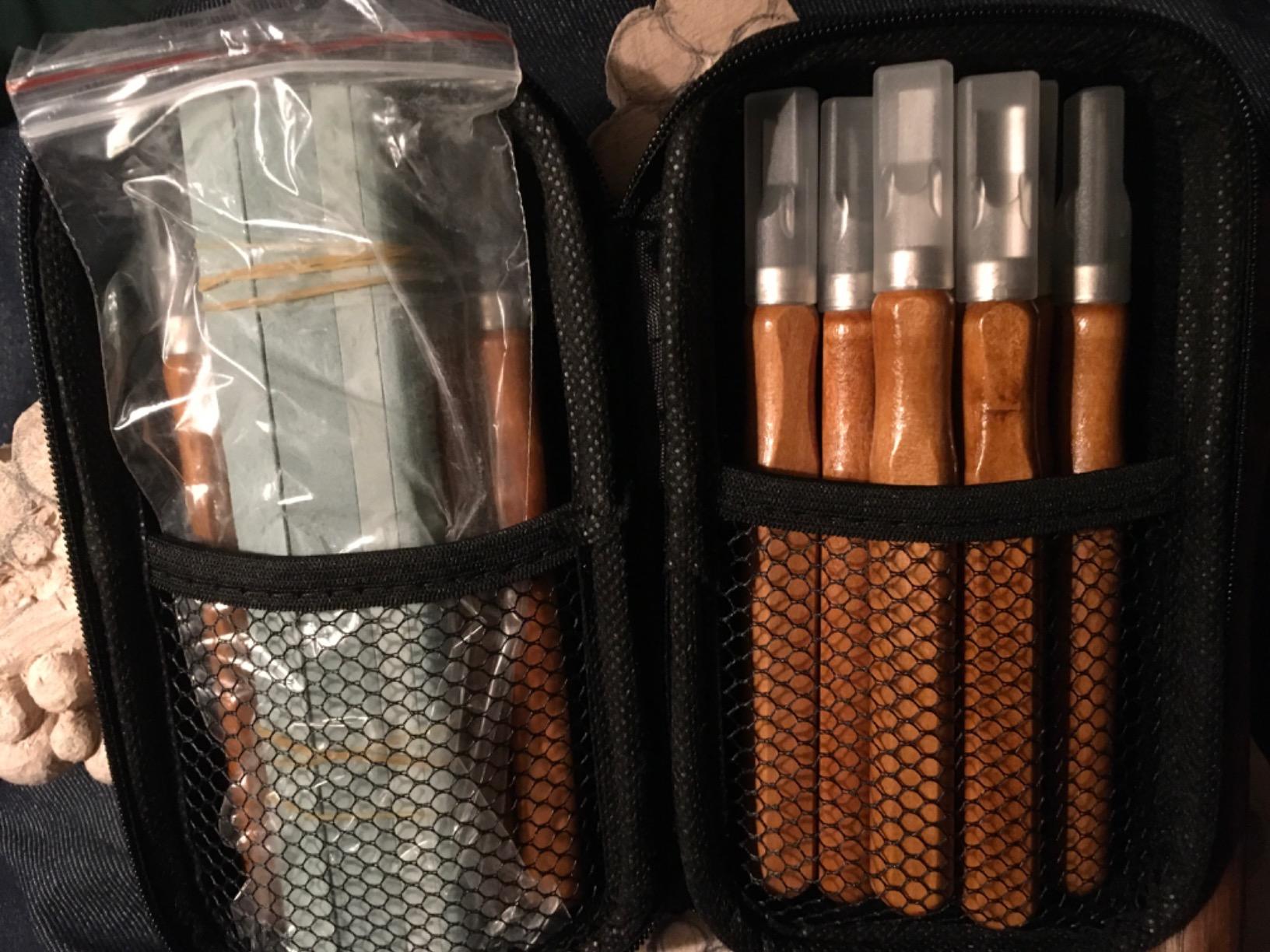 17Pack Small Wood Carving Set, 12pcs Wood Carving Tools SK2 Carbon Steel + 4pcs Whetstone + 1pcs Storage Case for Beginners DIY Woodworking Sculpting Whittling with Safety Cap customer photo 2