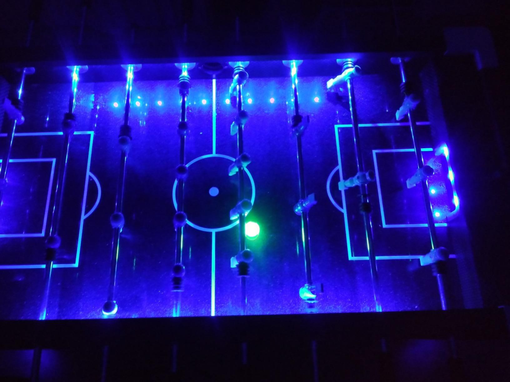 Atomic Azure LED Foosball Table - Light Up Arcade Style Table with In-Rail LED Lighting, Music, Electronic Scoring, Glow Foosballs, 47in x 27in Playfield customer photo 2