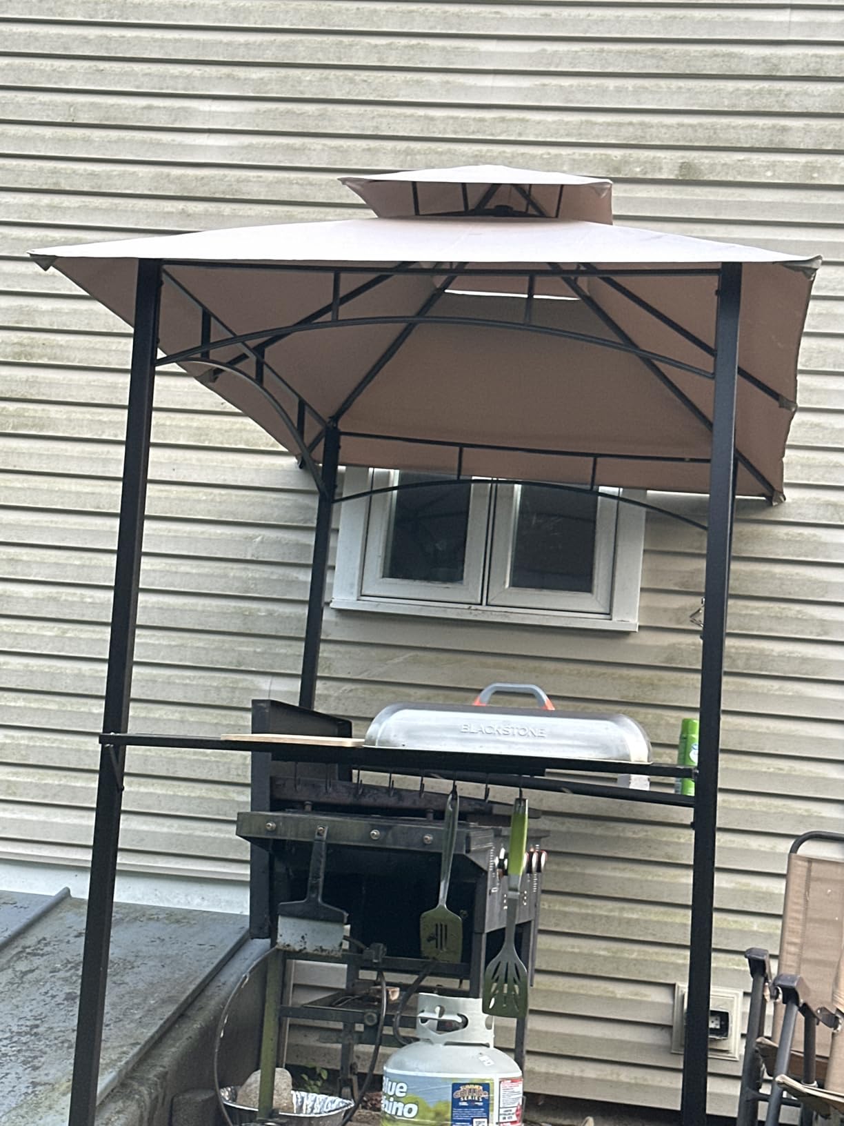 Kozyard Andra 8' x 5' BBQ Grill Gazebo Canopy Tent, Vented Soft Top Roof | Steel Frame with Side Shelves & Utensil Hooks, 4 Magnetic Detachable LED Lights, Outdoor Grill Shelter customer photo 2