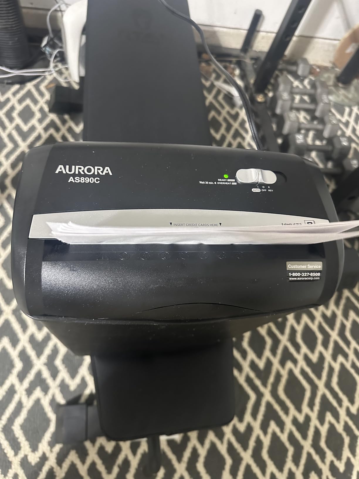 Aurora AU1230XA Anti-Jam 12-Sheet Crosscut Paper and Credit Card Shredder with 5.2-Gallon Wastebasket customer photo 2