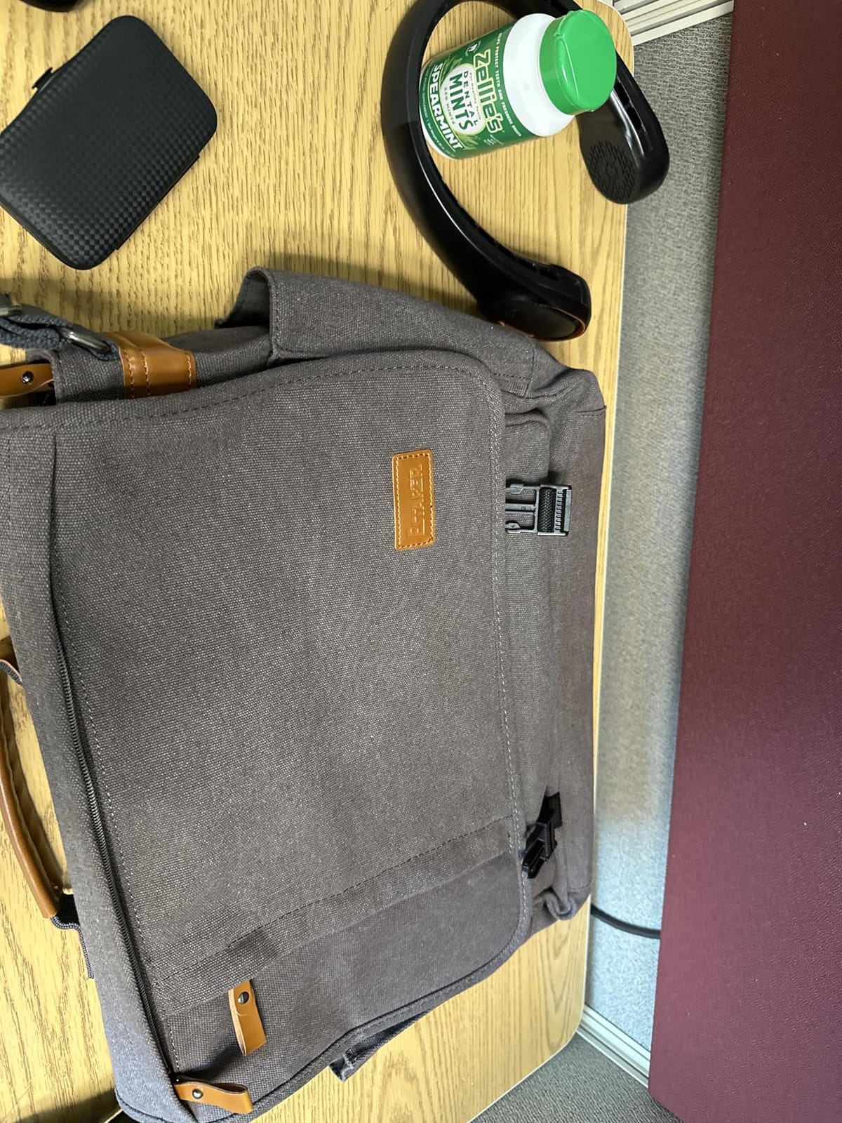 ESTARER Men Messenger Bag 17-17.3 Inch Laptop Bag Water-resistant Canvas Computer Shoulder Bag Briefcase for Work College Travel, Grey customer photo 2