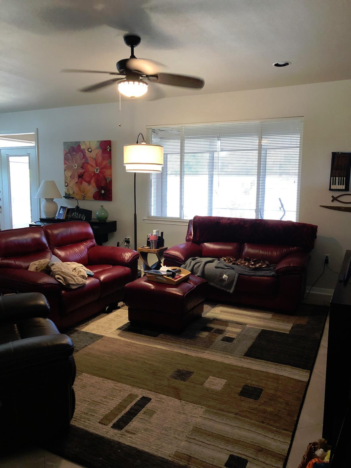 Brightech Mason Arc Floor Lamp - Modern Corner Standing Lamp with Unique Hanging Drum Lamp Shade for Living Room - Bright Overhead, Curved Hanging Light for Bedroom. Library, Den - Bronze customer photo 1