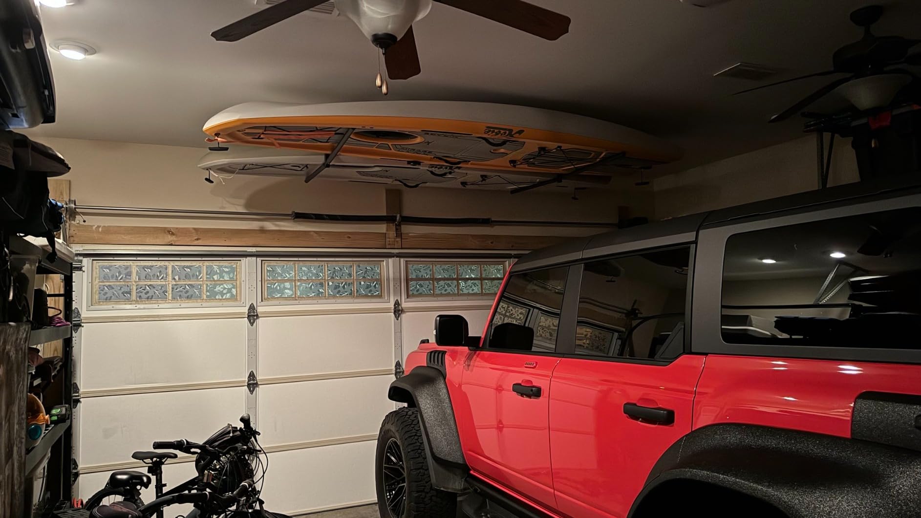 StoreYourBoard Adjustable Kayak Ceiling Rack - Hi Port 2 Garage Ceiling Kayak Hanger | Adjustable Overhead Kayak Storage for Recreational & Touring Kayaks | Garage Organization customer photo 1