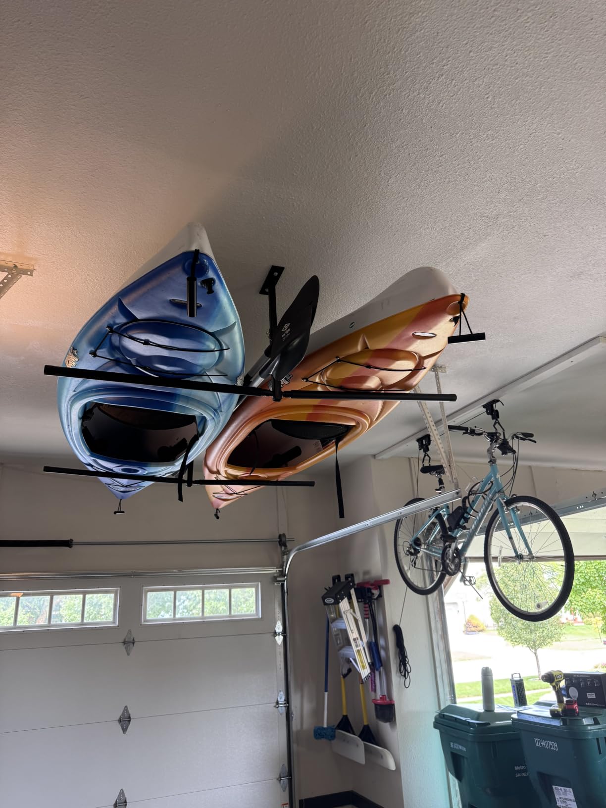 StoreYourBoard Adjustable Kayak Ceiling Rack - Hi Port 2 Garage Ceiling Kayak Hanger | Adjustable Overhead Kayak Storage for Recreational & Touring Kayaks | Garage Organization customer photo 2