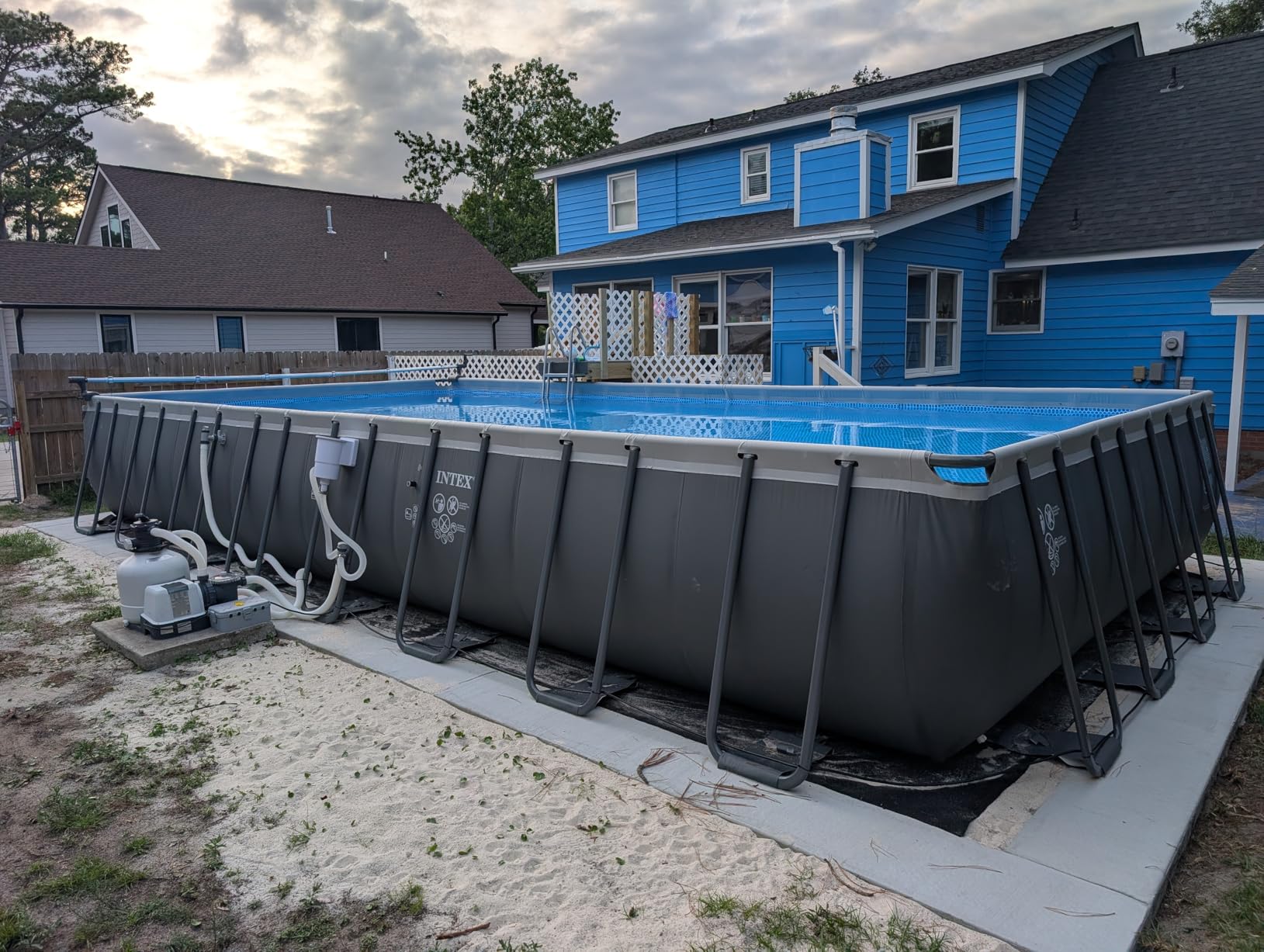INTEX Ultra XTR 24 ft x 12 ft 52 in Above Ground Pool Set, Rectangular Swimming Pool with Sand Pump, Saltwater System, Maintenance Kit, & Volleyball Game customer photo 2
