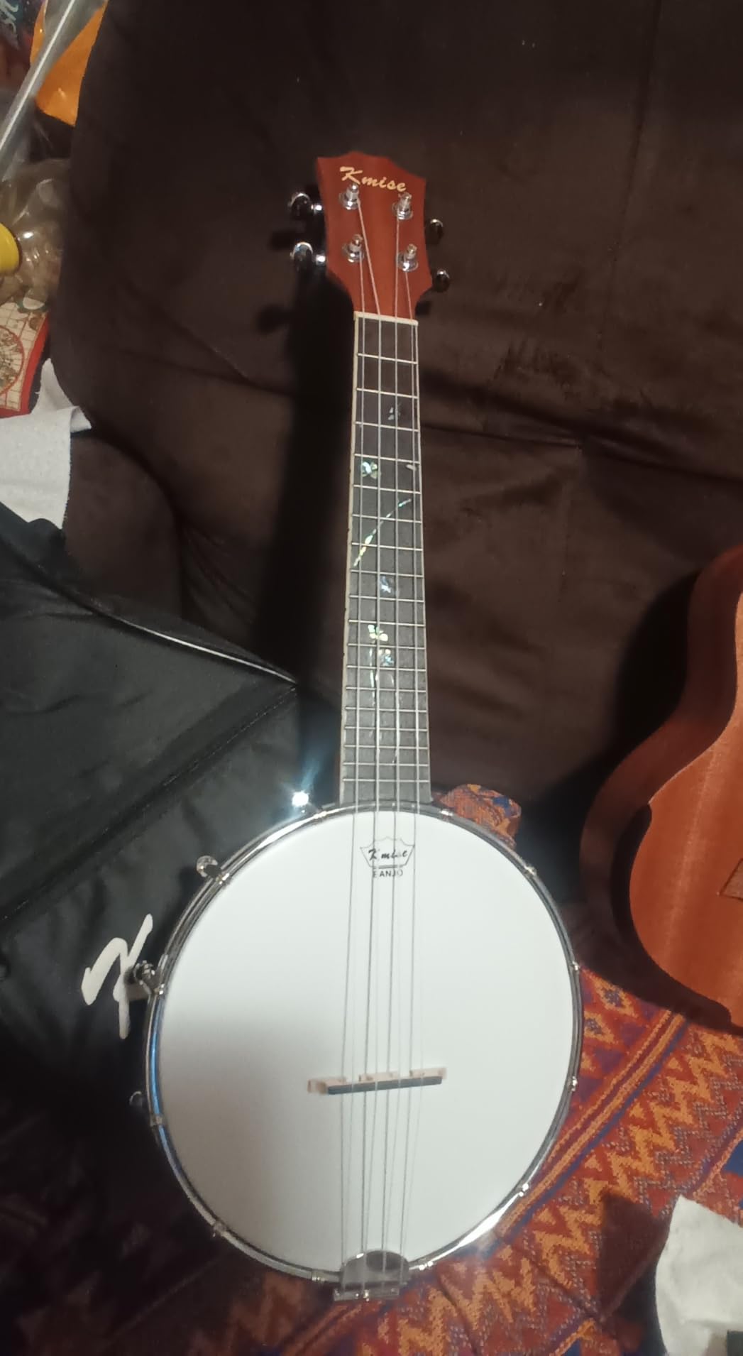 Kmise Concert Size Banjolele, 23'' Sapele 4 Strings Portable Mini Banjo Ukulele, With Gig Bag, Tuner, Banjos Strap, Strings, Piezo Pickup, Picks, Ruler, Wrench, Bridge Beginner Kit customer photo 1
