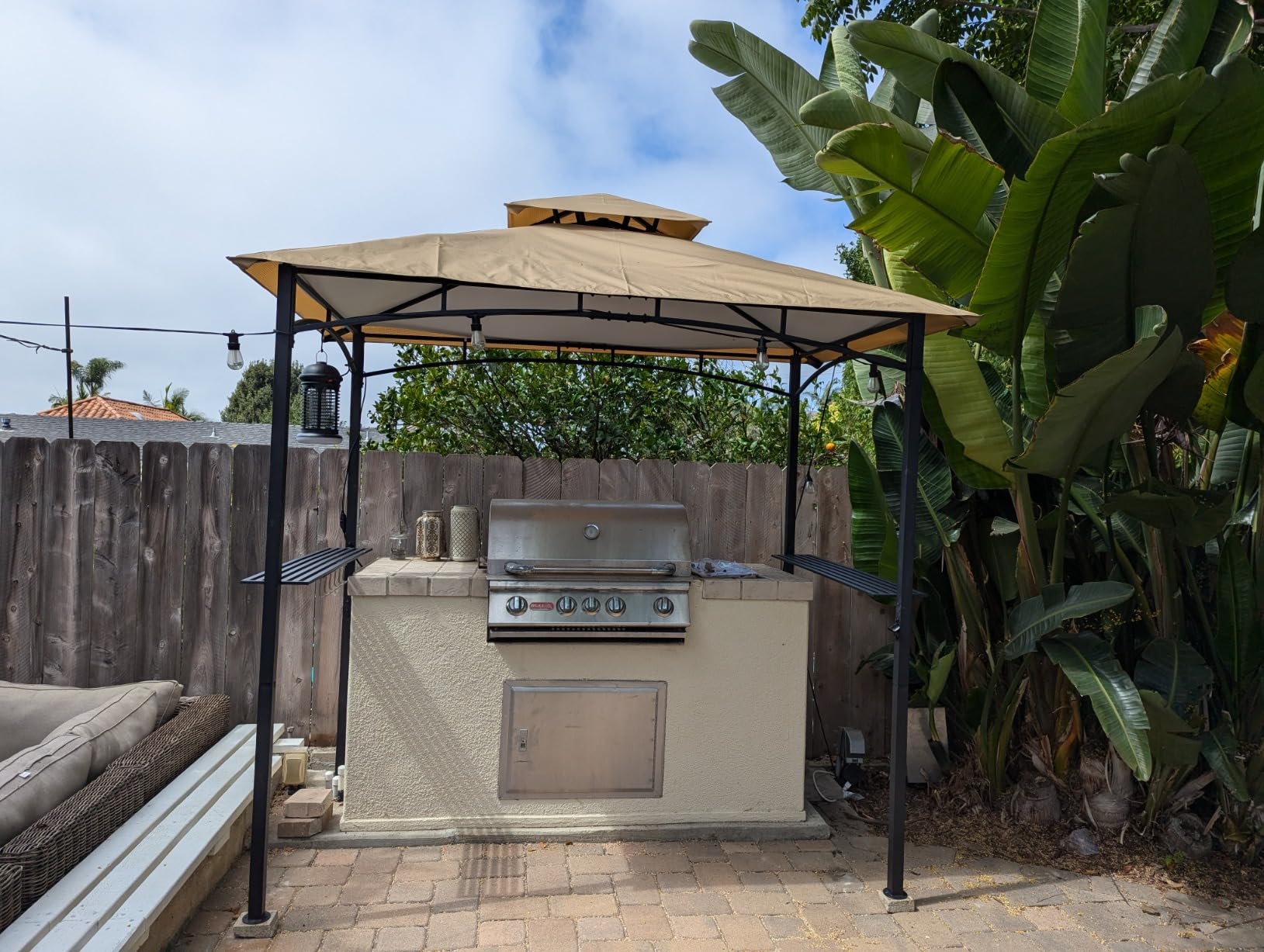 MASTERCANOPY 8 x 5 Grill Gazebo Outdoor BBQ Gazebo Canopy with 2 LED Lights (Khaki) customer photo 1
