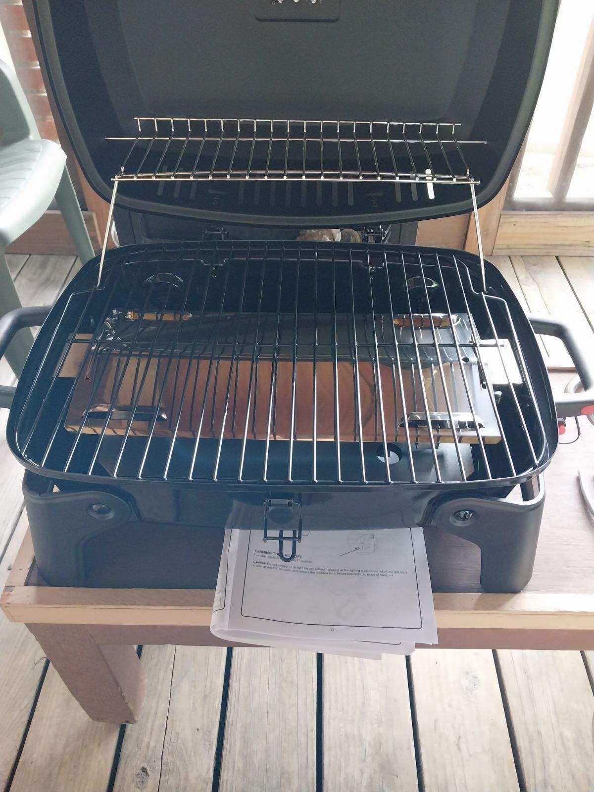 Megamaster Tabletop 1 Burner Gas Grill, Foldable Legs with Warming Rack | Offers 11000 BTU, Built-In Thermometer, Push Ignition, 360 Sq In Cooking Space, Uses 1 Lb Propane, For Camping & Tailgating customer photo 1