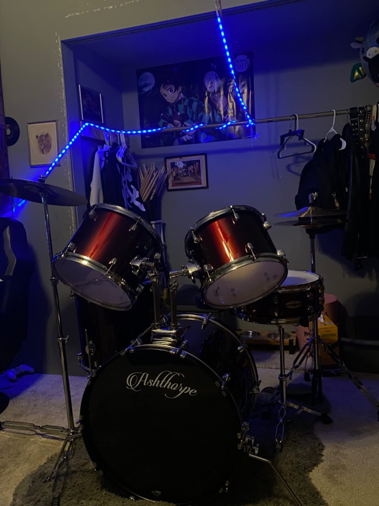 Ashthorpe 5-Piece Full Size Adult Drum Set with Remo Heads & Premium Brass Cymbals - Red customer photo 2