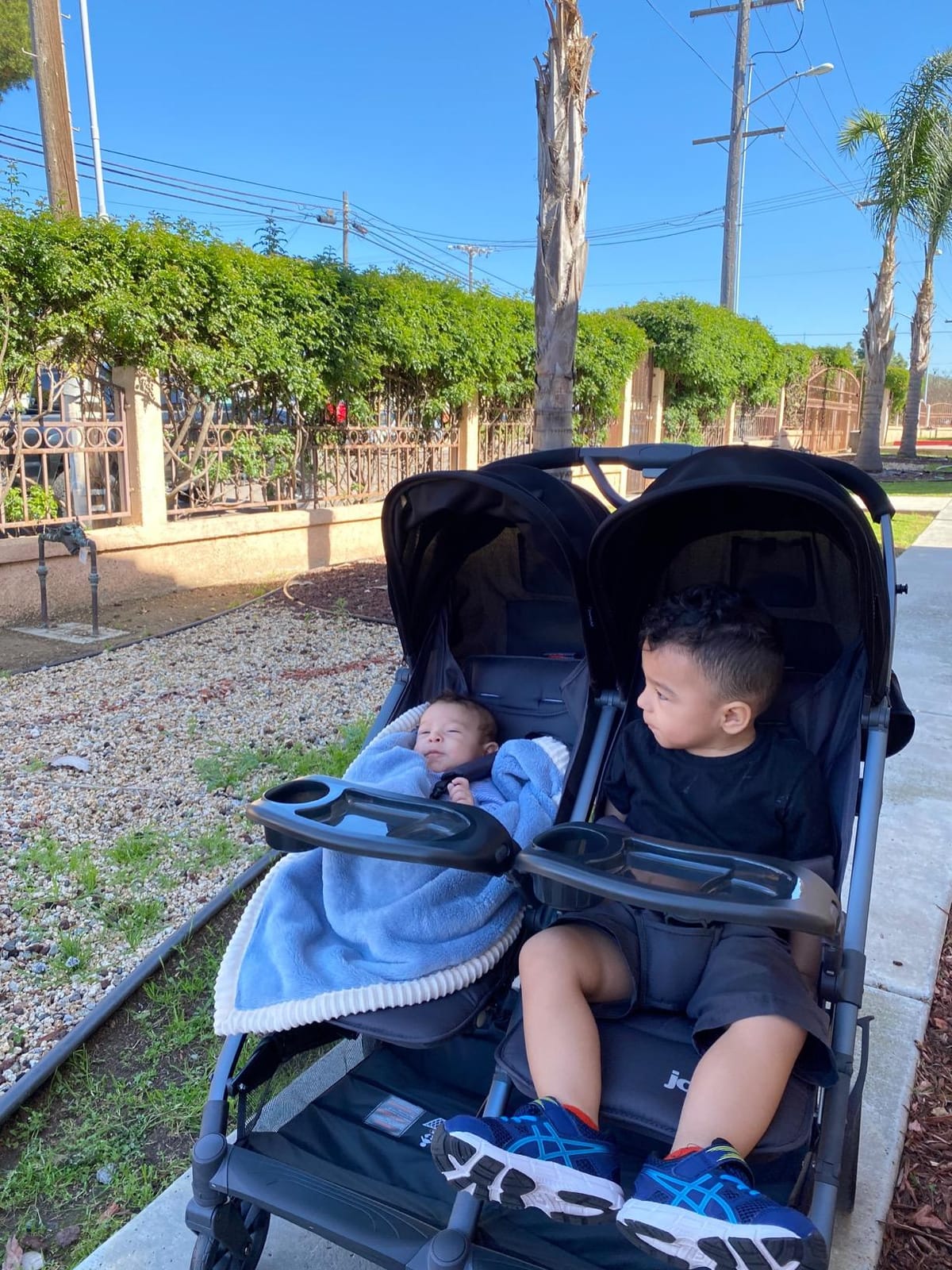 Joovy Kooper X2 Double Stroller, Lightweight Travel Stroller, Compact Fold with Tray, Olive customer photo 1