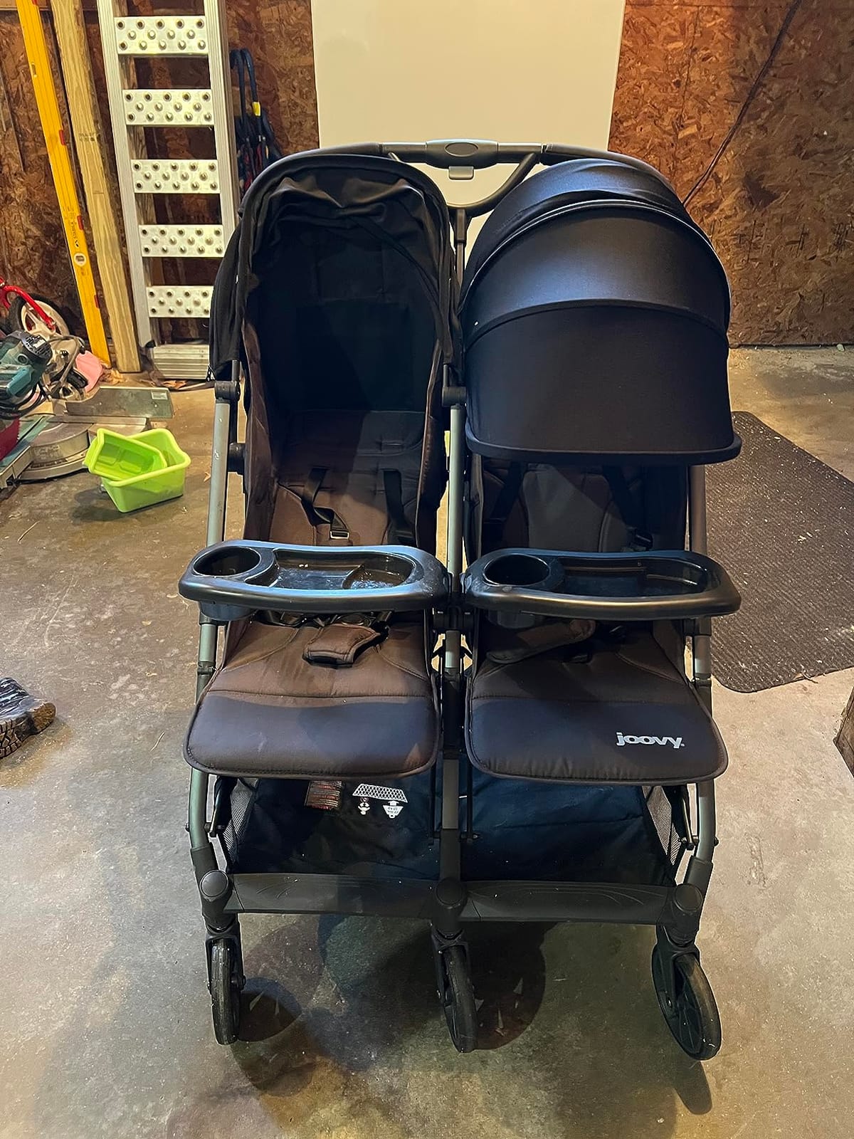 Joovy Kooper X2 Double Stroller, Lightweight Travel Stroller, Compact Fold with Tray, Olive customer photo 2