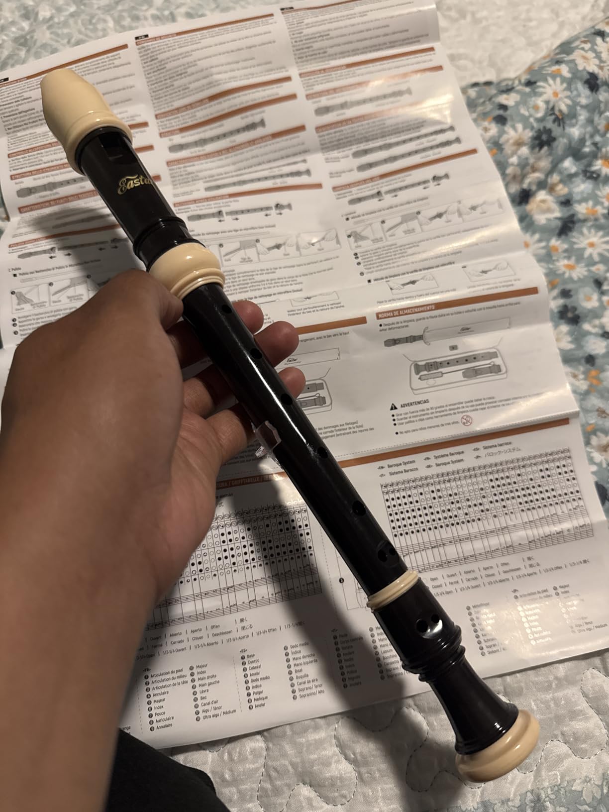Eastar Soprano Recorder Instrument for Kids Beginners, German Fingering C Key with Cleaning Kit, Thumb Rest, Cotton Bag, Fingering Chart, ERS-21GP, Pink, School-Approved customer photo 1