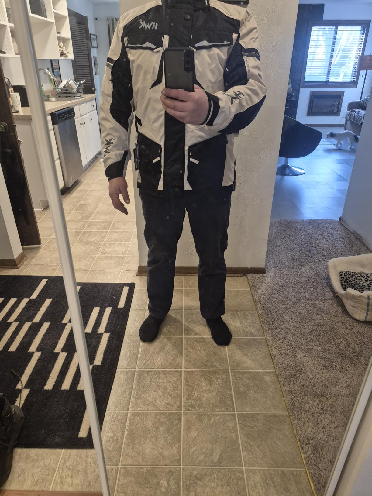 HWK Men's Motorcycle Jacket - Grey, Medium | Cordura, CE Armor customer photo 1