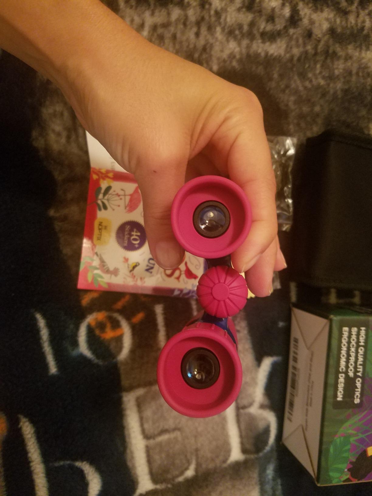 Binoculars for Kids, Girls or Boys Real Kids Binoculars in Vibrant Green Blue - Includes Sticker Book with 40 Bird Species - Small Toys for Toddlers customer photo 2