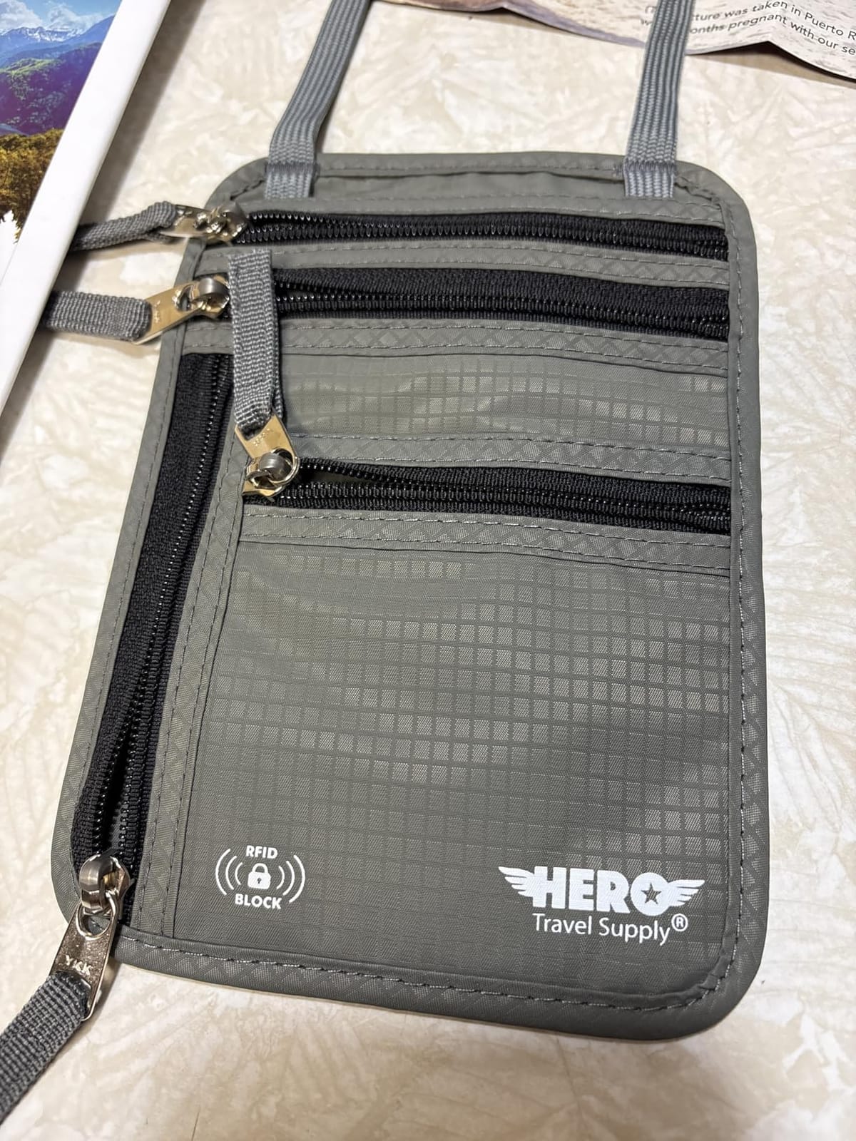 HERO Neck Wallet - RFID Blocking Passport Holder, Easy to Conceal Travel Pouch (Black) customer photo 1