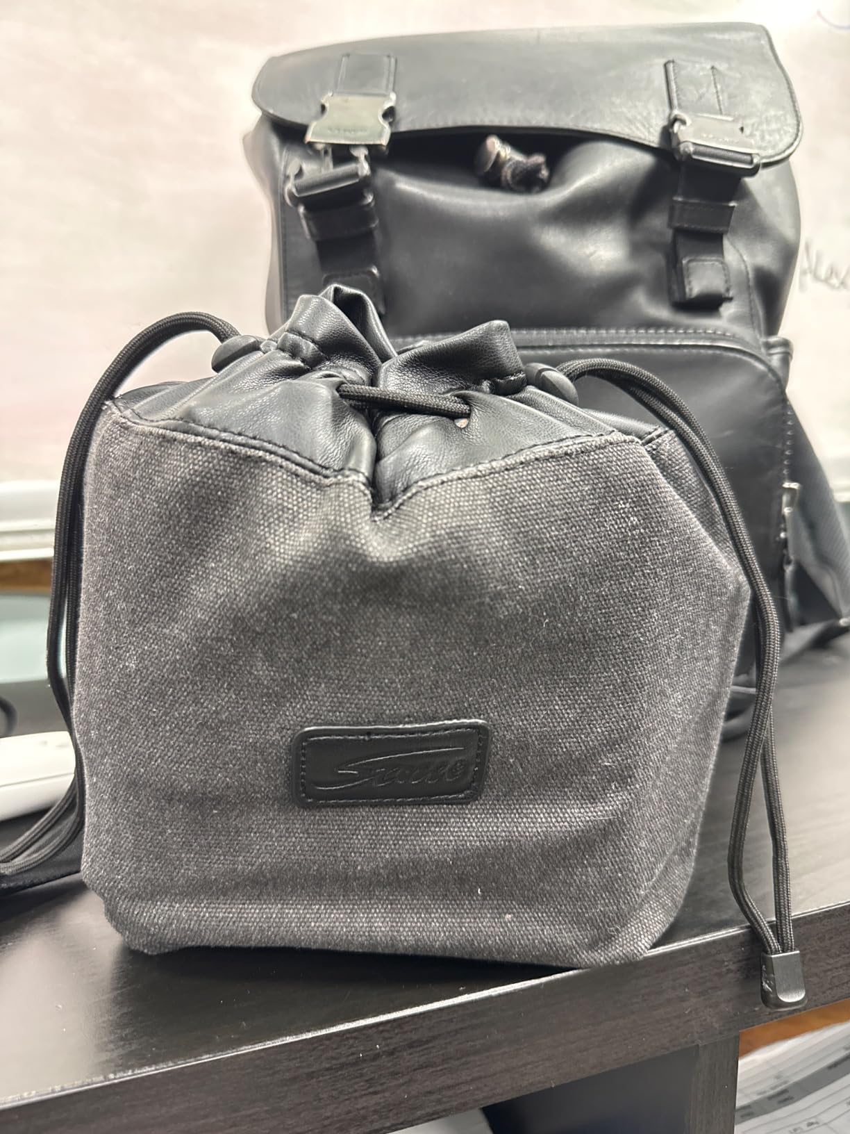 S-ZONE Soft Camera Bag DSLR Insert Handbag Drawstring Lens Case, Soft Suede, Drawstring Closure, Dust-proof, Scratch-resistant customer photo 1