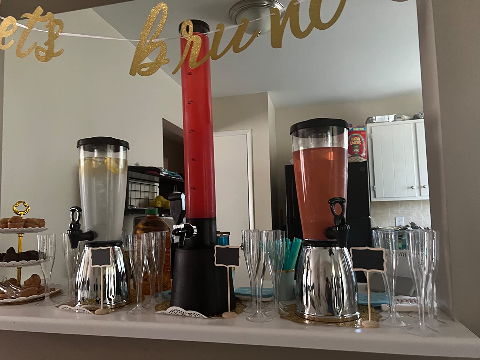 BeerSquad Beer Tower - 3L 100 oz. Clear Beverage Tower Dispenser with Included Ice Tube, Easy Clean, Dual Action Integrated Tap customer photo 1