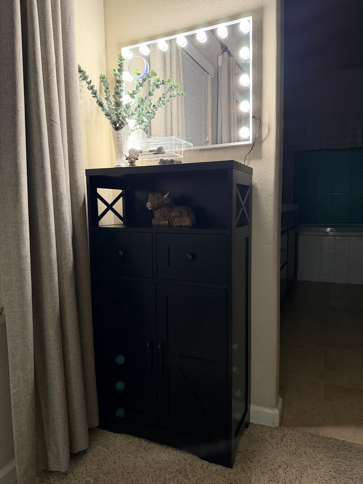 FENCHILIN Vanity Mirror with Lights, Hollywood Lighted Makeup Mirror with 15 Dimmable LED Bulbs for Dressing Room & Bedroom, Slim Metal Frame Design, Tabletop White customer photo 1