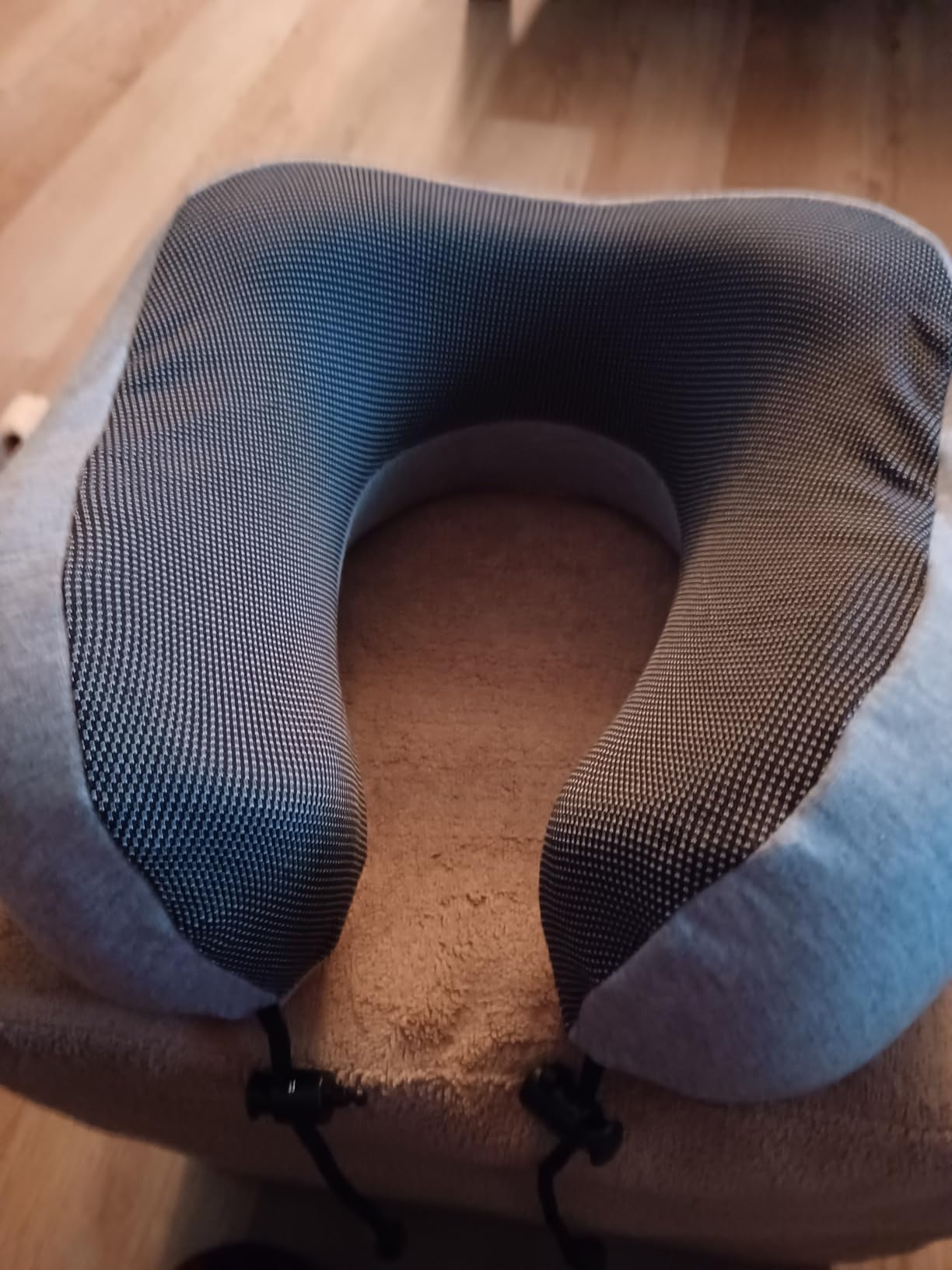napfun Neck Pillow for Traveling, Upgraded Travel Neck Pillow for Airplane 100% Pure Memory Foam Travel Pillow for Flight Headrest Sleep, Portable Plane Accessories, Light Grey customer photo 2