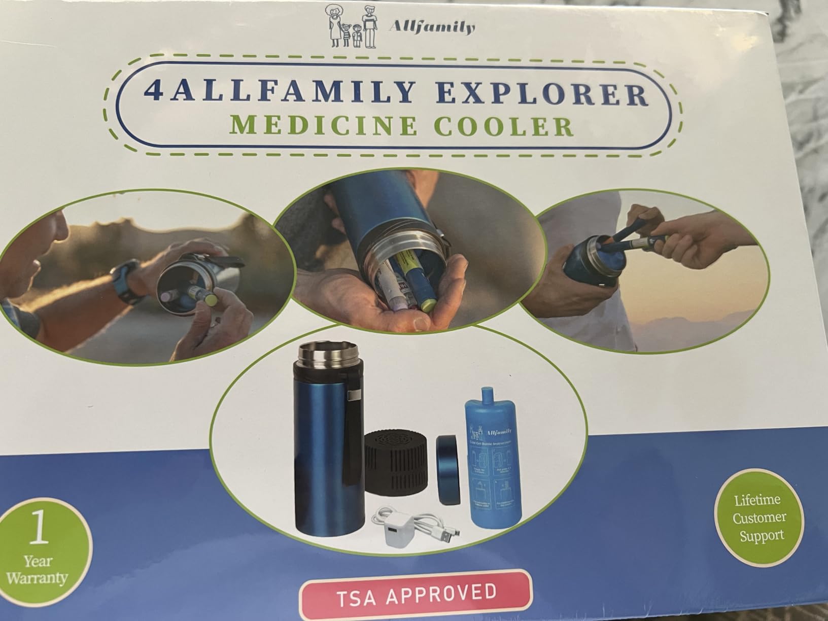 4ALLFAMILY Explorer Insulin Cooler Travel Case 3-In-1 - Insulin Travel Case TSA Approved with 72h Cooling - Blue USB Powered Medicine Cooler + Ice Pack for Temperature-Sensitive Meds customer photo 2