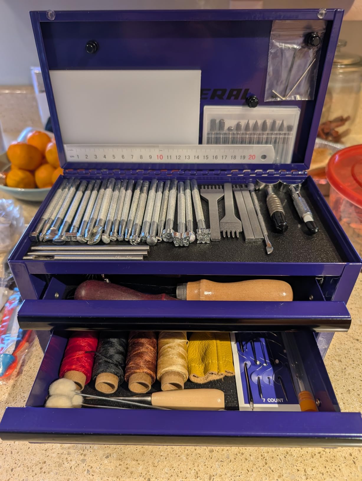 447 Pcs Leather Working Tools, Leather Working Kit for Cutting Punching Stamping Stitching with Instruction & Storage Case, for Saddle Making, DIY Projects customer photo 1