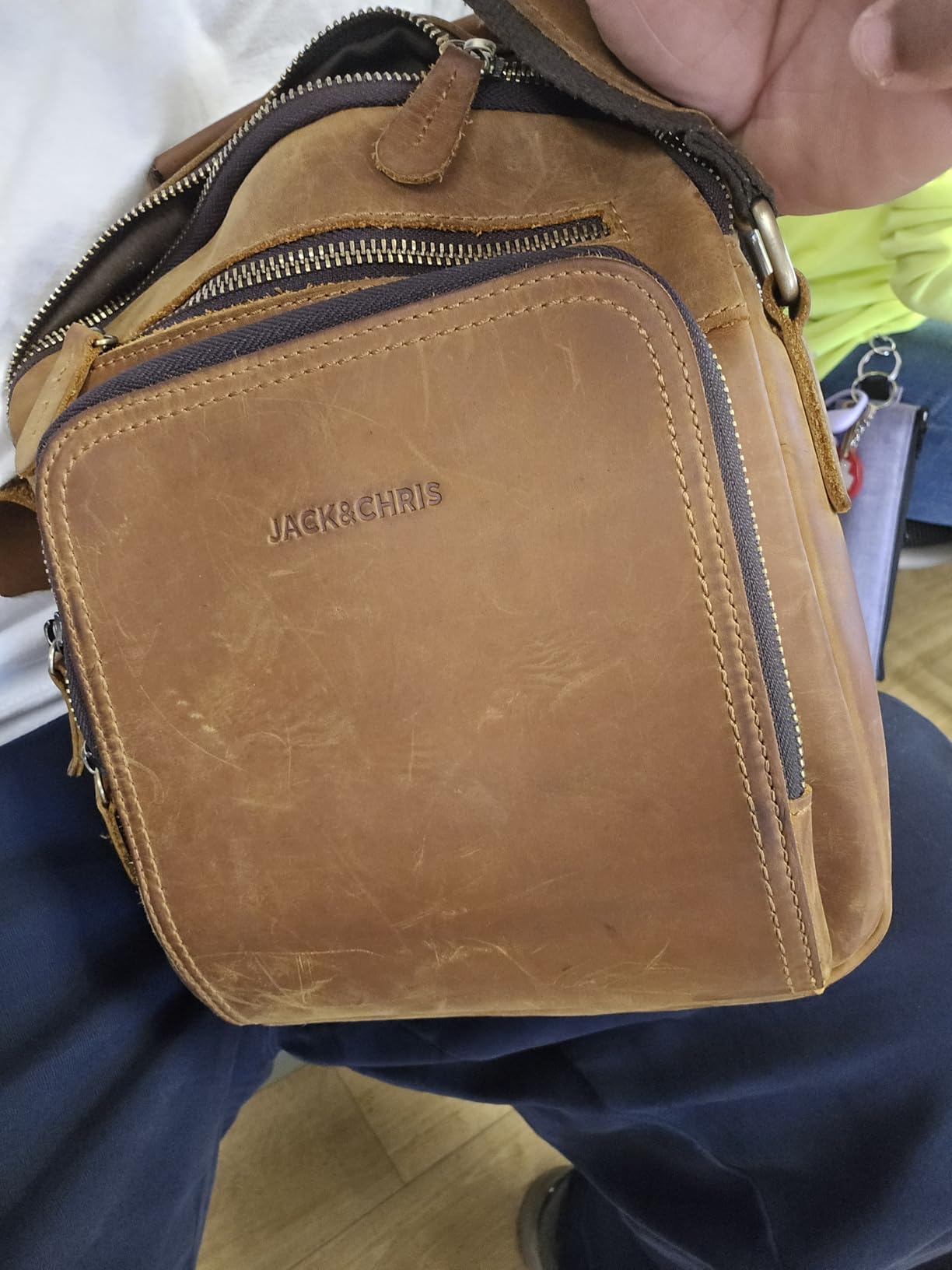Jack&Chris Leather Messenger Bag for Men, Man Purse Crossbody Bags for Work Business customer photo 2