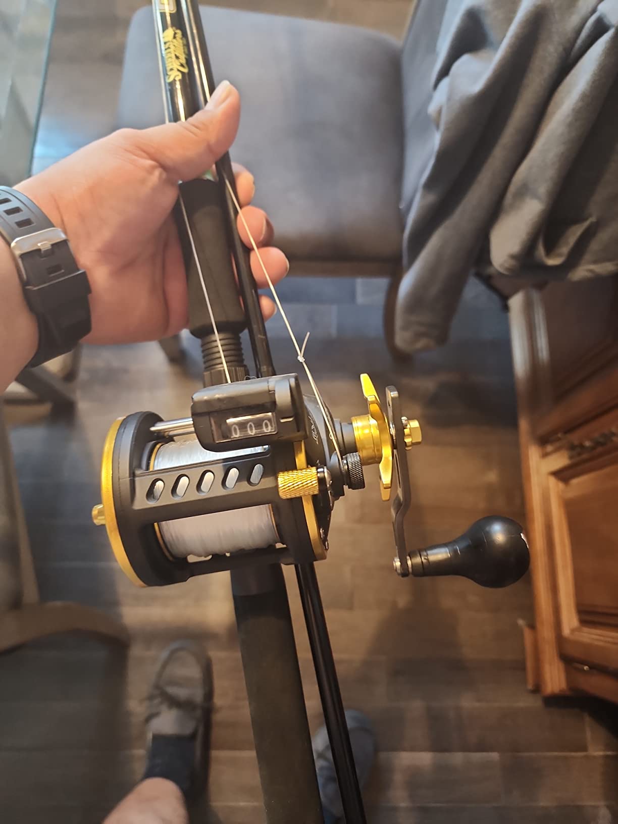 Sougayilang Line Counter Fishing Reel Conventional Level Wind Trolling Reel customer photo 2
