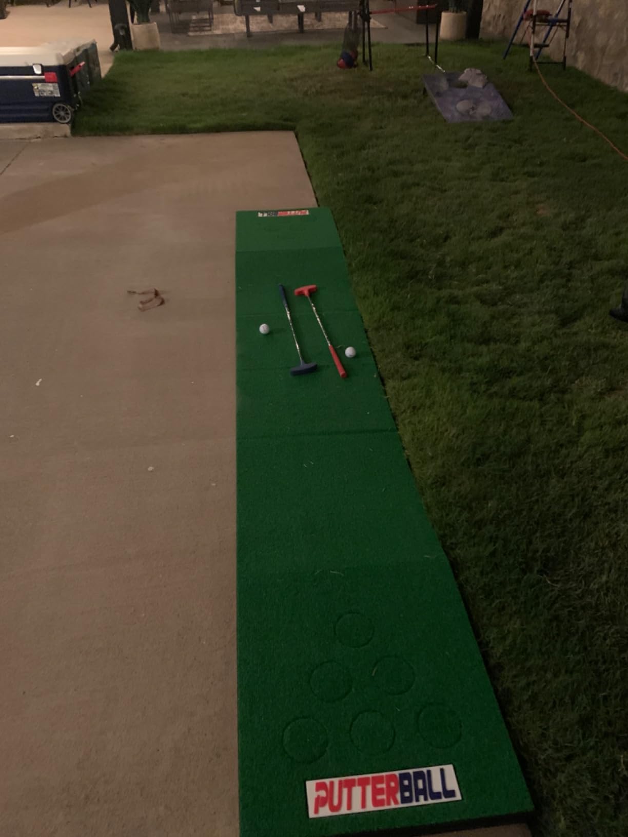 PutterBall Original Golf Putting Game Set - Backyard 12 ft Putting Green Pong Style Golf Mat with 2 Putters, 2 Balls & Hole Covers customer photo 2