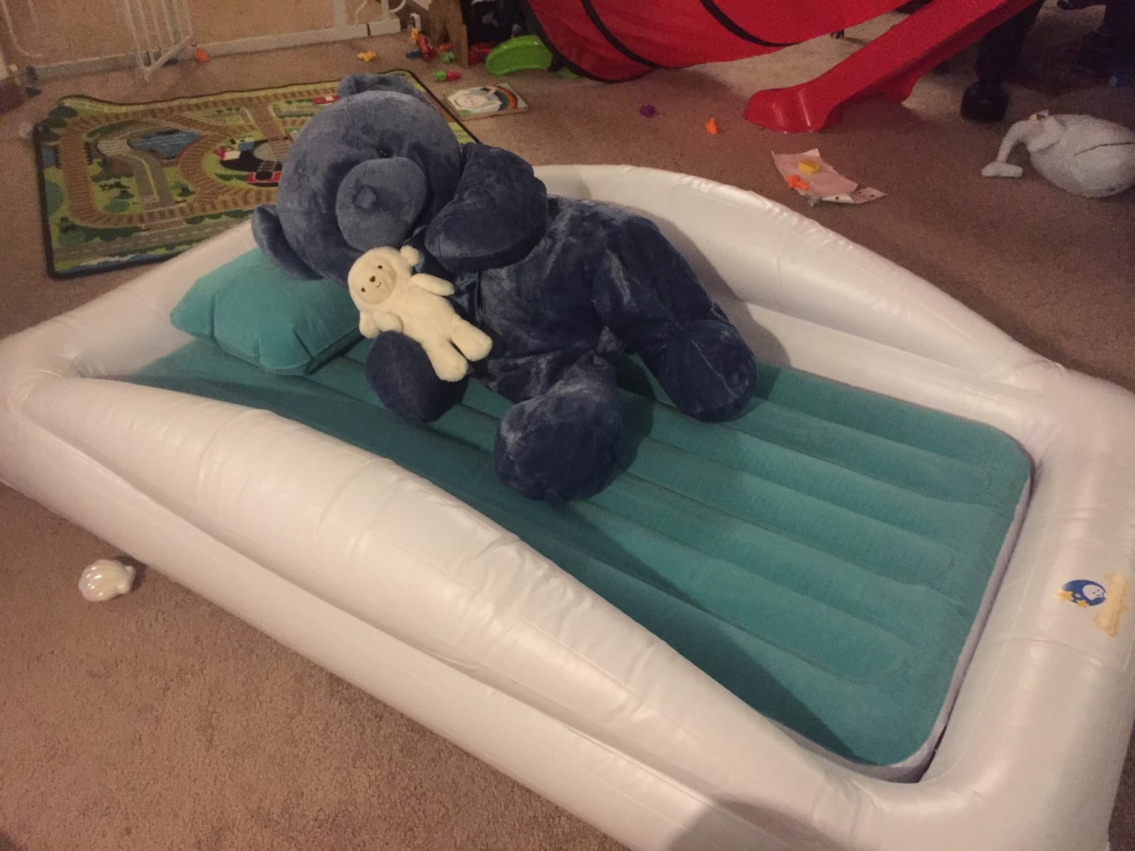 Inflatable Toddler Travel Bed – Kids Blow Up Air Mattress + Safety Bumpers customer photo 1