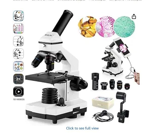 2000X Compound Microscope for Kids Adults: Microscope for Biology Education, 100X-2000X Microscope Kit for Student Beginner, with Microscope Slides Set & Phone Adapter, School Lab Home Education customer photo 1