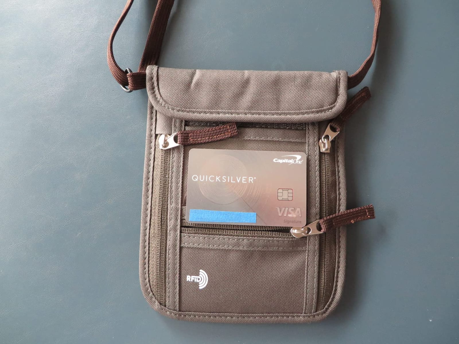 Passport Holder Neck Pouch Travel Wallet for Women and Men, RFID Blocking Security Slim Traveling Wallet with Around Neck Lanyard Strap, Light Green customer photo 1
