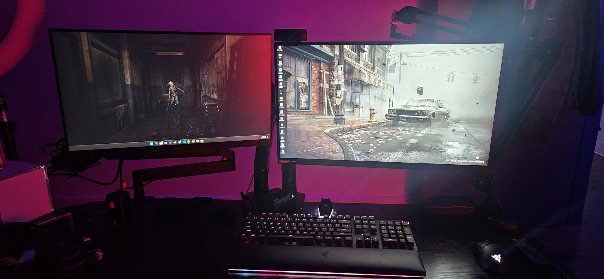 HUANUO Dual Monitor Stand for 13 to 40 inch, Premium Dual Monitor Mount with USB, Height Adjustable Monitor Stand for 2 Monitors, VESA Mount with Clamp/Grommet Base, Holds 26.4lbs per Arm, HNDS7 customer photo 2