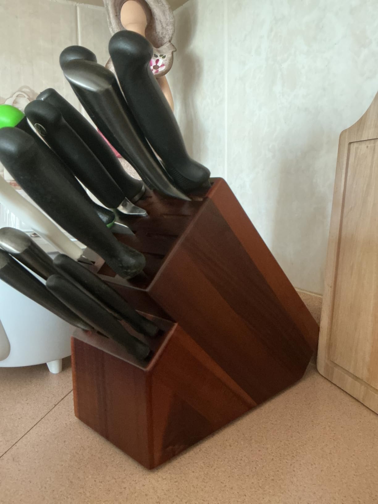 Cook N Home Basics, Acacia Wood Cutlery Storage Block without Knives, Universal Knife Holder Countertop Butcher Block Knife Stand for Easy Kitchen Storage, 20-Slot customer photo 2