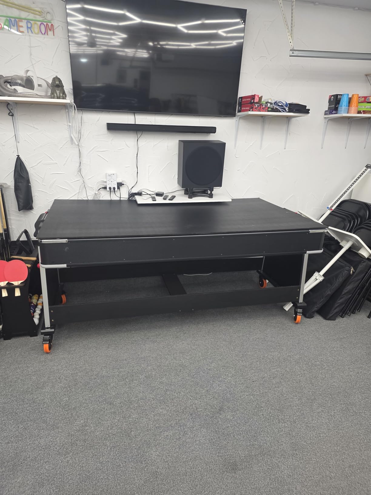 RACK Triad 7-Foot 3-in-1 Multi-Game Swivel Table - Billiards/Pool, Table Tennis & Air Hockey customer photo 1