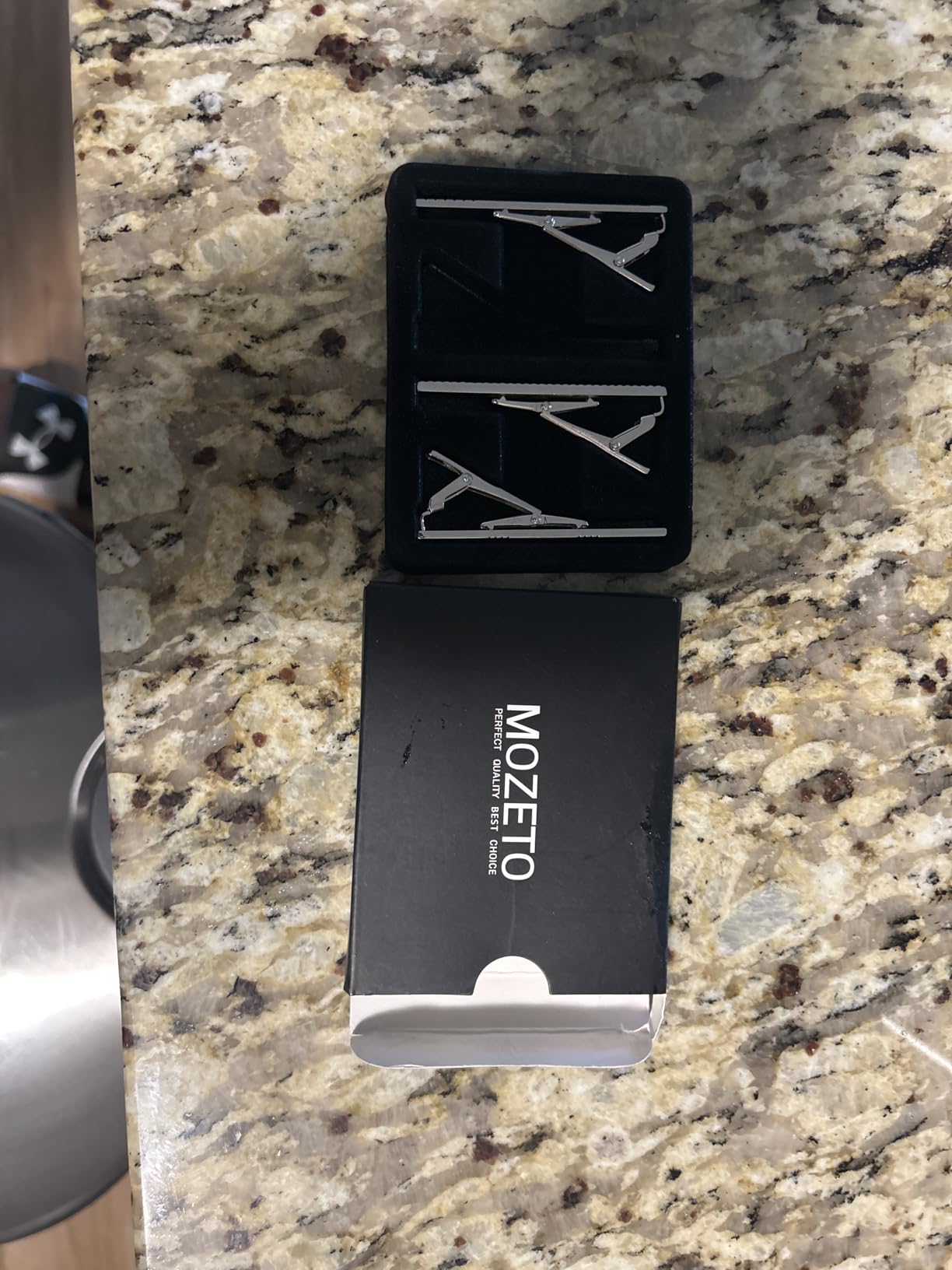 MOZETO Tie Clips for Men, Classic Style Silver Tie Bar Set for Regular Ties Luxury Box Gift Ideas customer photo 1
