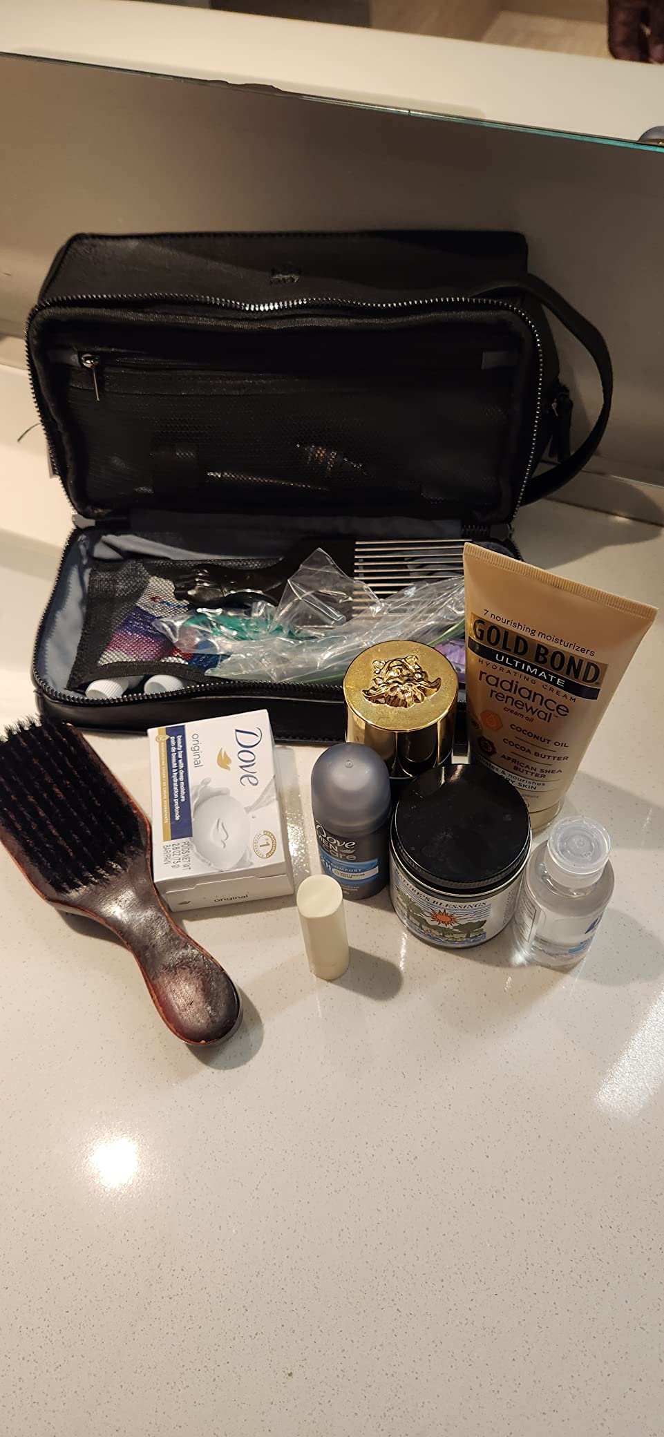 MAKE LIFE EXCLUSIVE Men's Leather Toiletry Bag, Travel Dopp Kit, Shave Kit | Waterproof, Razor & Cologne Compartments, Grooming Organizer for Travel - Men's Gift customer photo 1